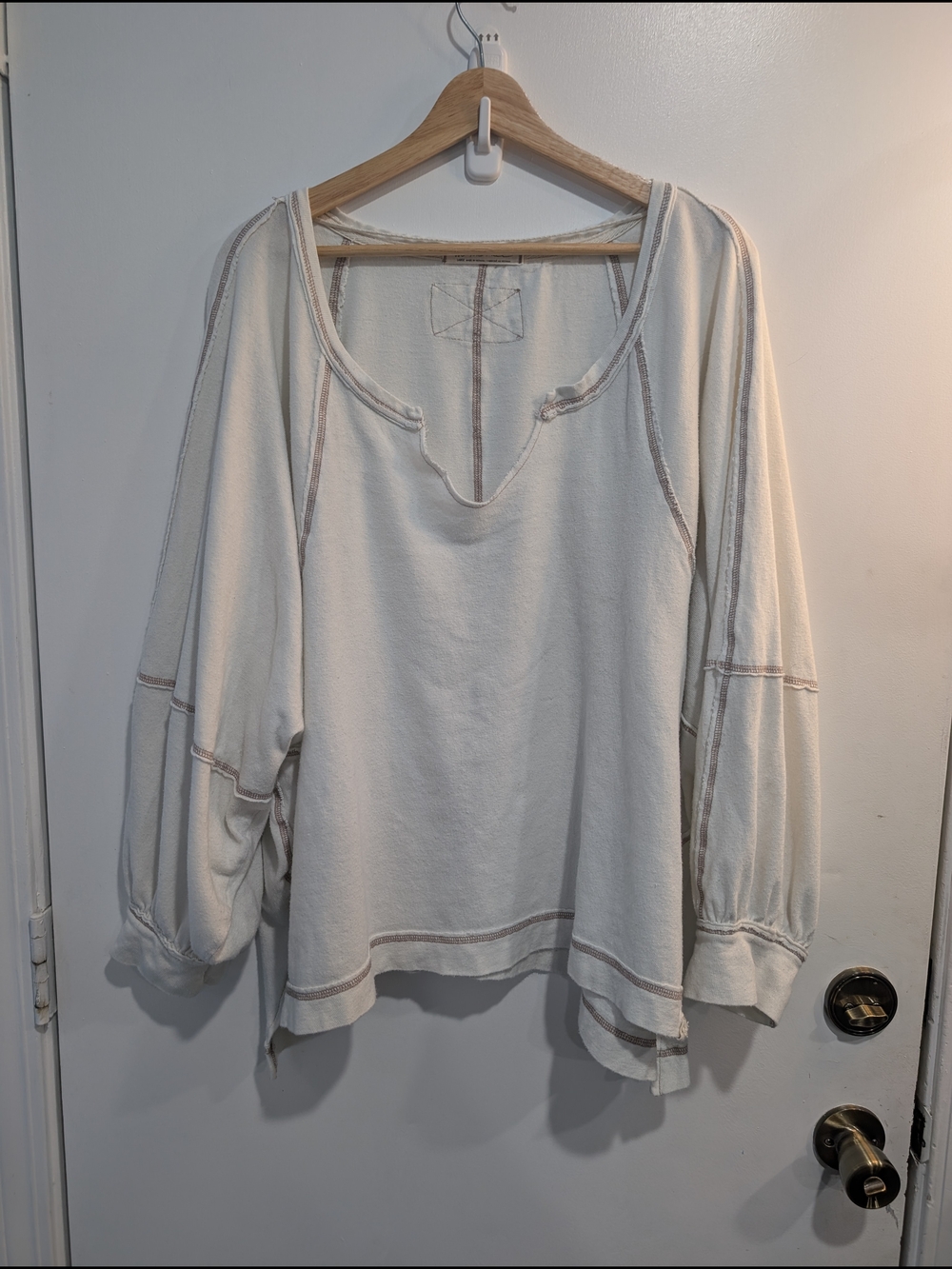 We The Free (Free People) Wish I Knew Tee Cream Size Large Oversized - Picture 6 of 7